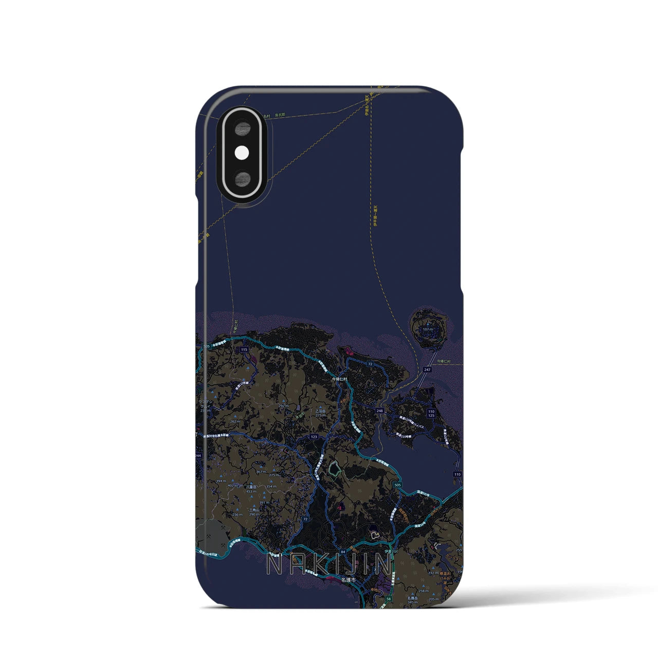 【今帰仁（沖縄県）】地図柄iPhoneケース（バックカバータイプ）