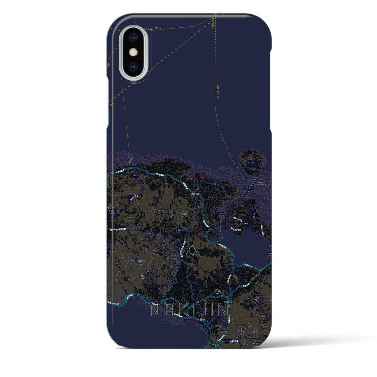 【今帰仁（沖縄県）】地図柄iPhoneケース（バックカバータイプ）