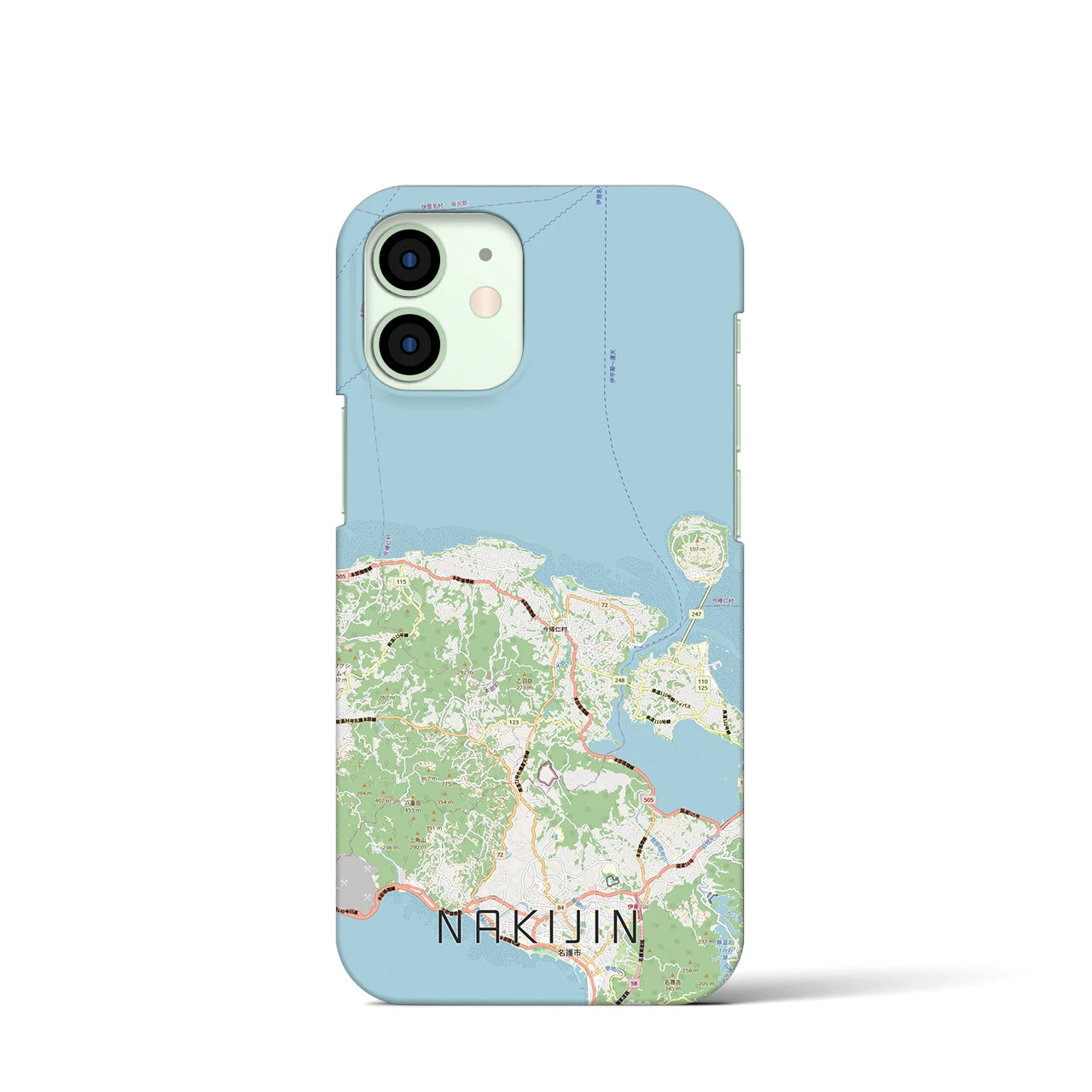 【今帰仁（沖縄県）】地図柄iPhoneケース（バックカバータイプ）