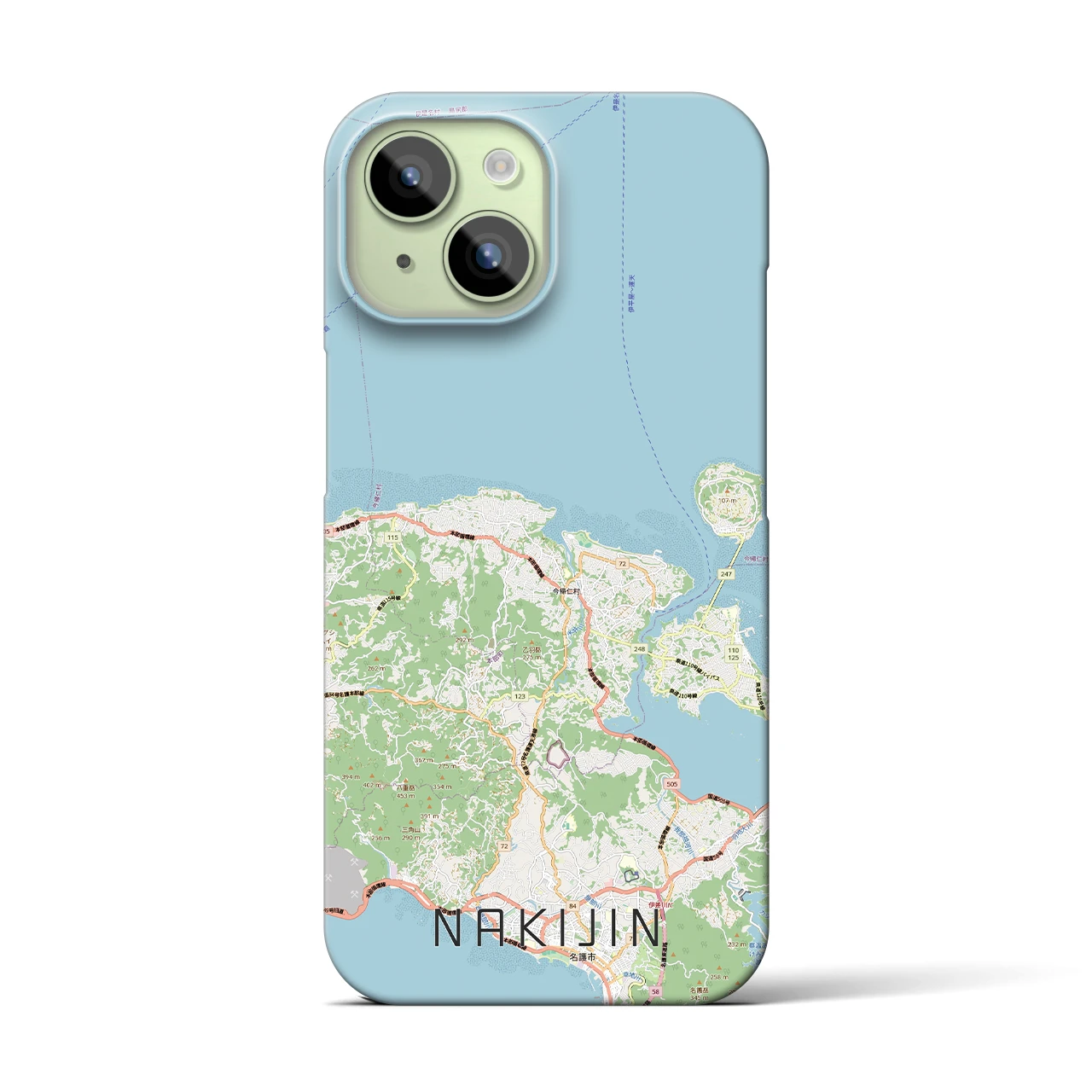 【今帰仁（沖縄県）】地図柄iPhoneケース（バックカバータイプ）