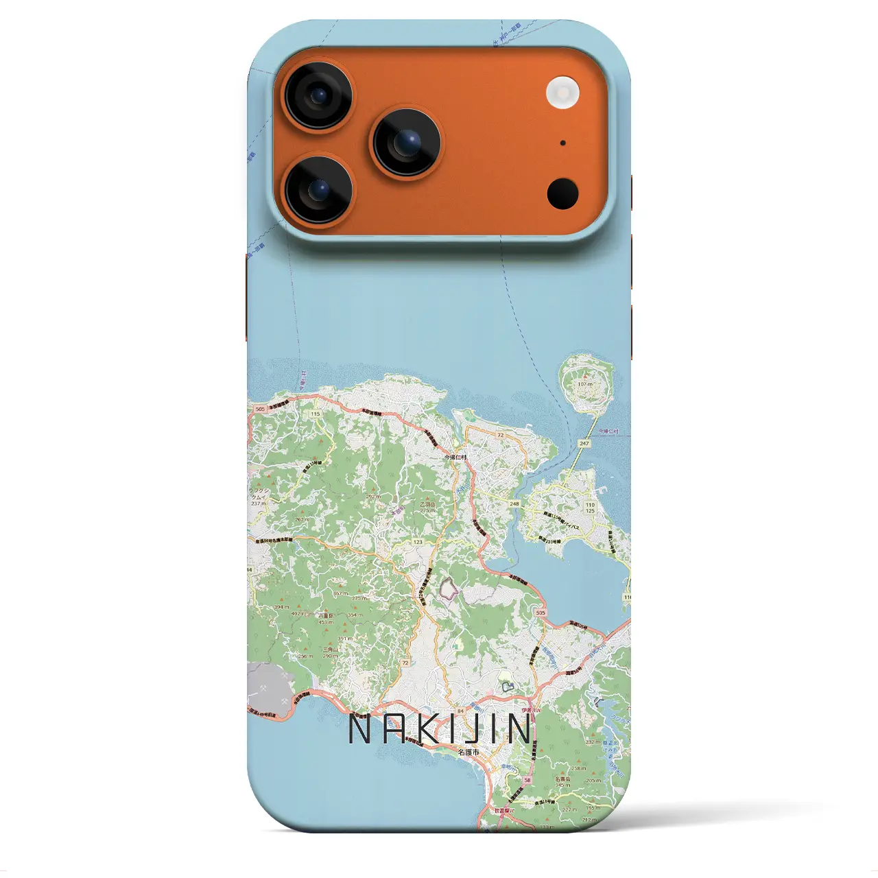 【今帰仁（沖縄県）】地図柄iPhoneケース（バックカバータイプ）