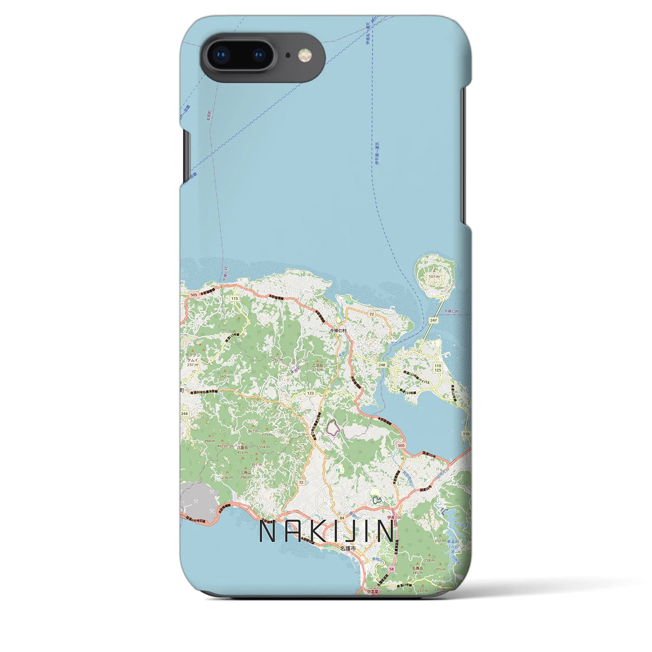 【今帰仁（沖縄県）】地図柄iPhoneケース（バックカバータイプ）