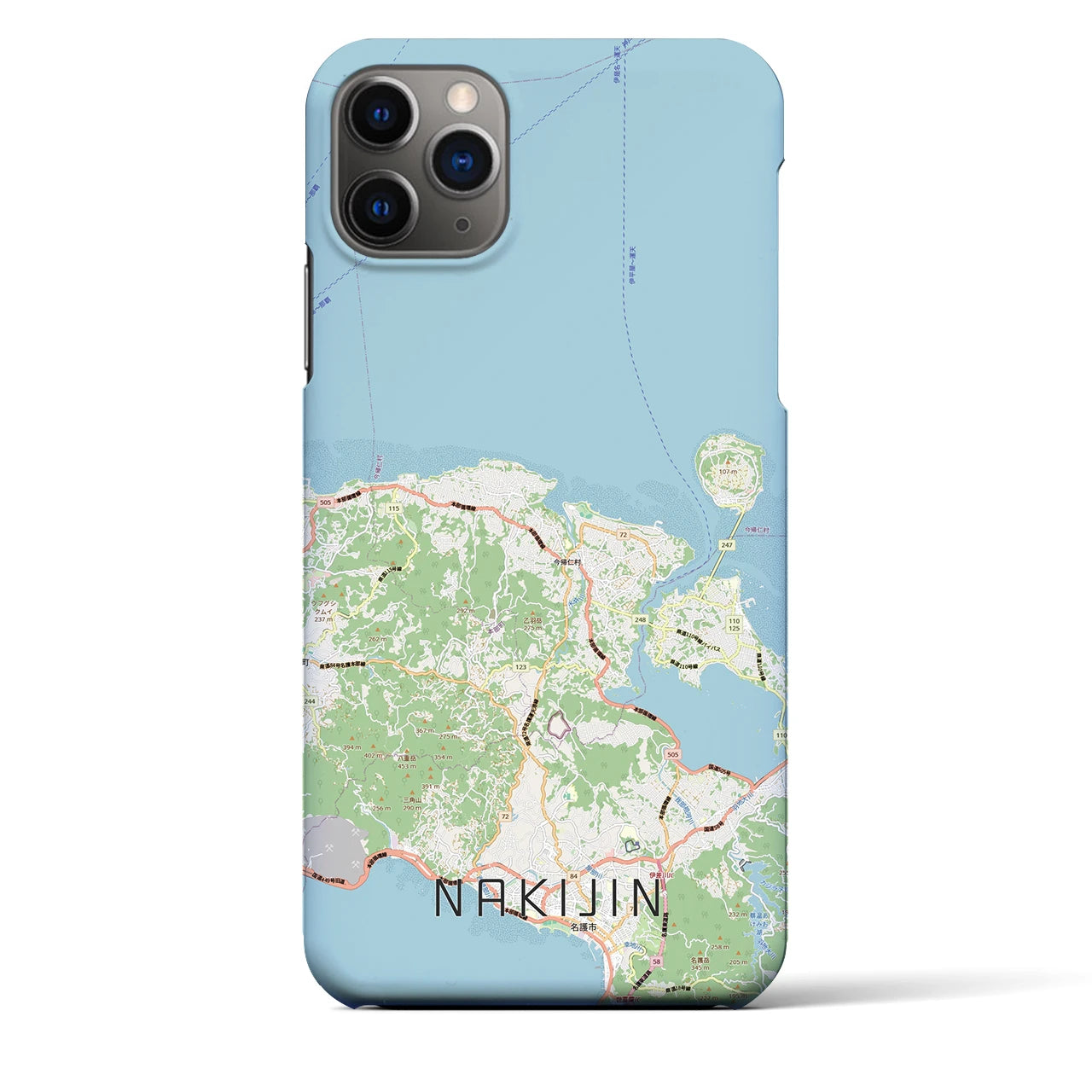 【今帰仁（沖縄県）】地図柄iPhoneケース（バックカバータイプ）