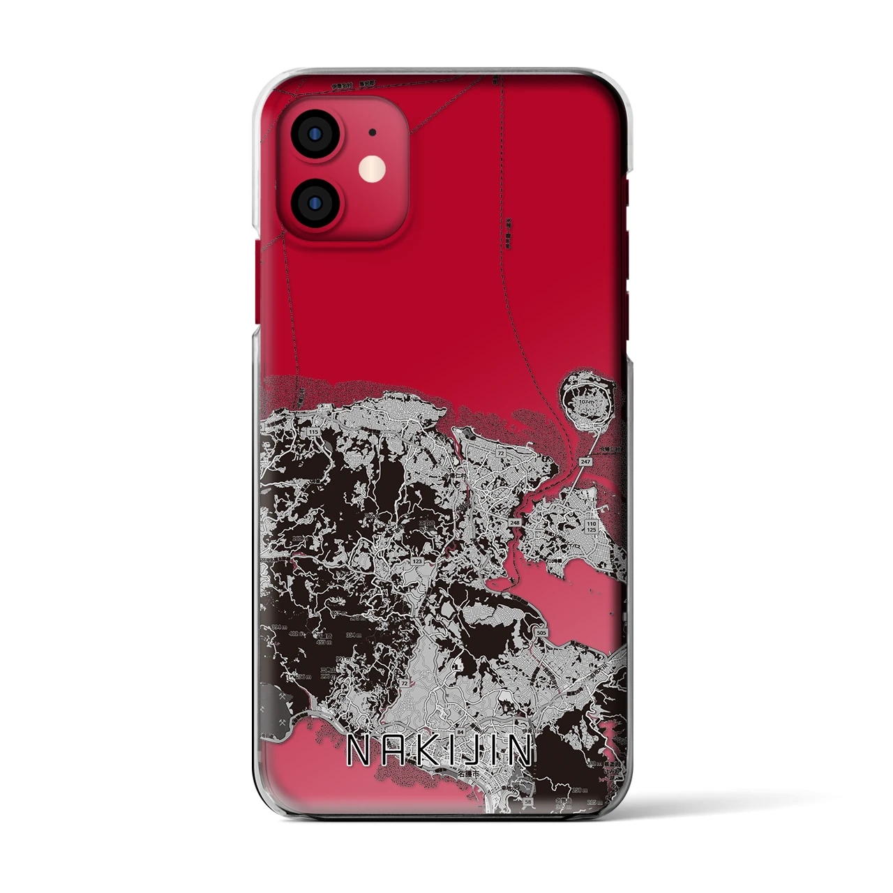 【今帰仁（沖縄県）】地図柄iPhoneケース（クリアタイプ）