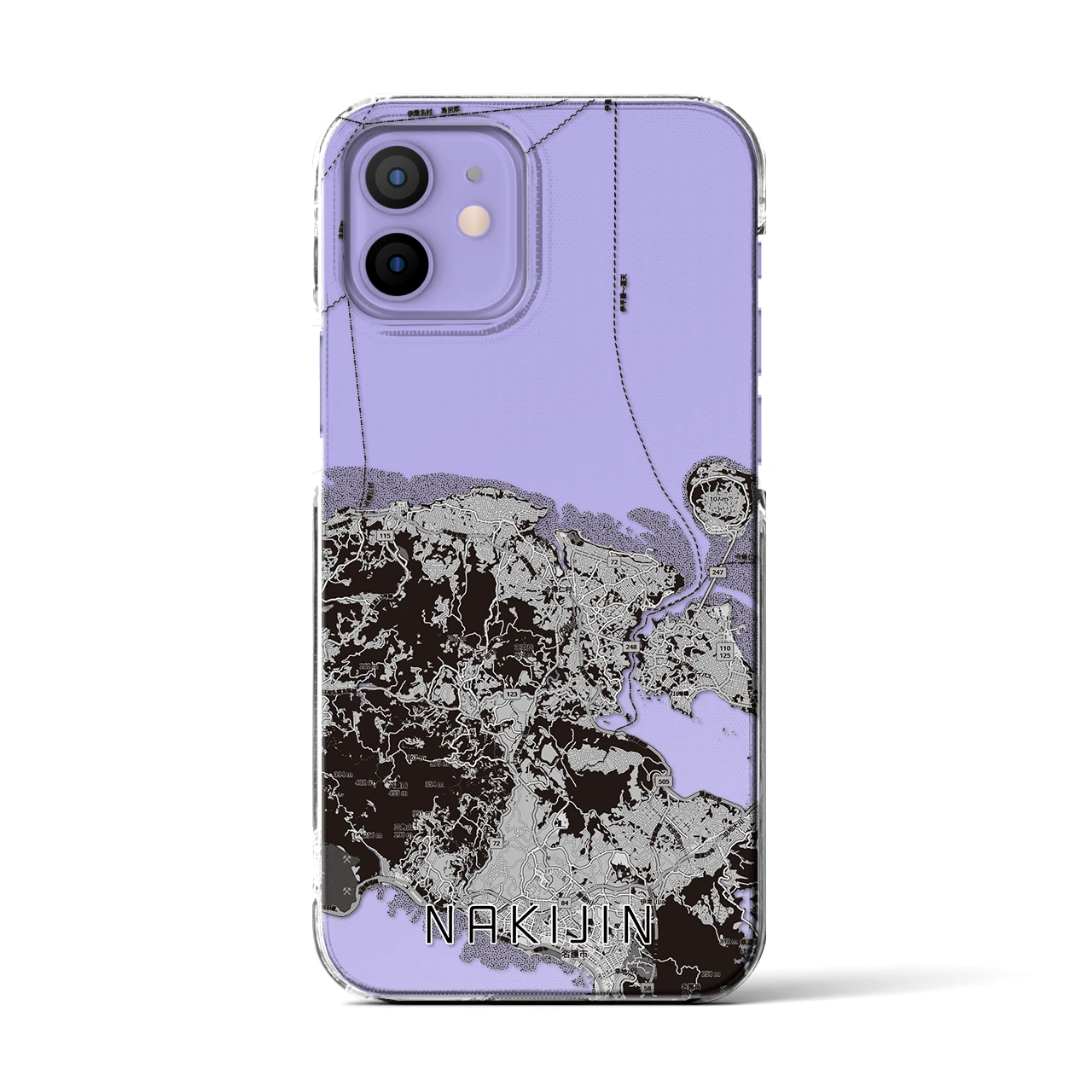 【今帰仁（沖縄県）】地図柄iPhoneケース（クリアタイプ）