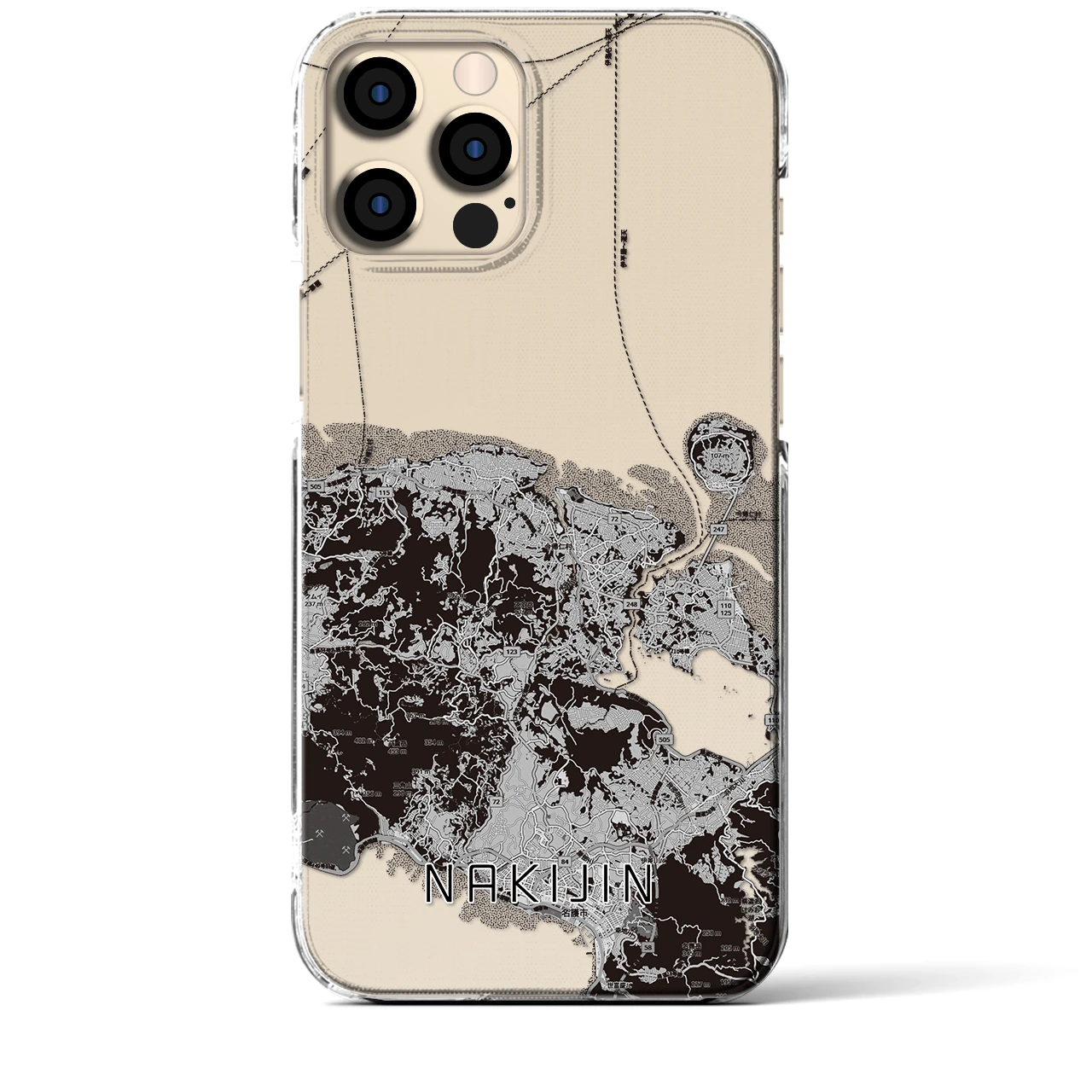 【今帰仁（沖縄県）】地図柄iPhoneケース（クリアタイプ）