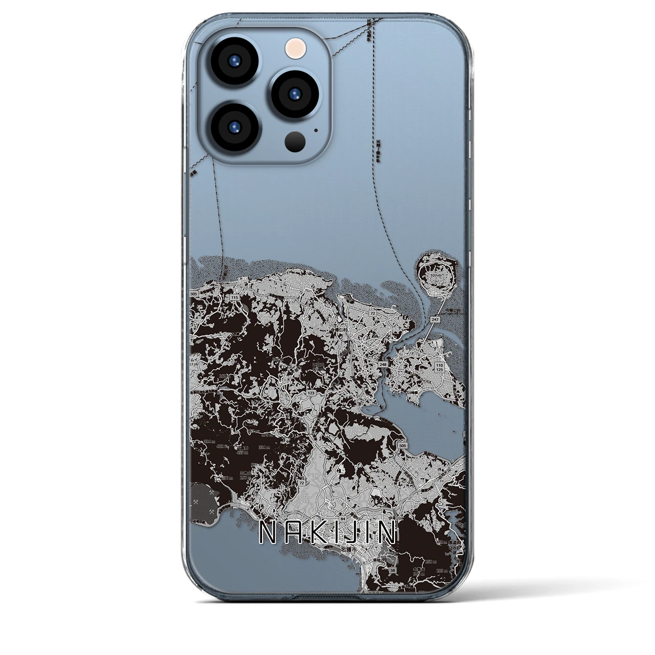 【今帰仁（沖縄県）】地図柄iPhoneケース（クリアタイプ）