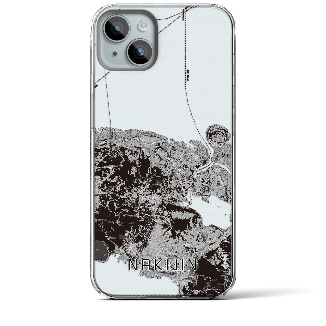 【今帰仁（沖縄県）】地図柄iPhoneケース（クリアタイプ）