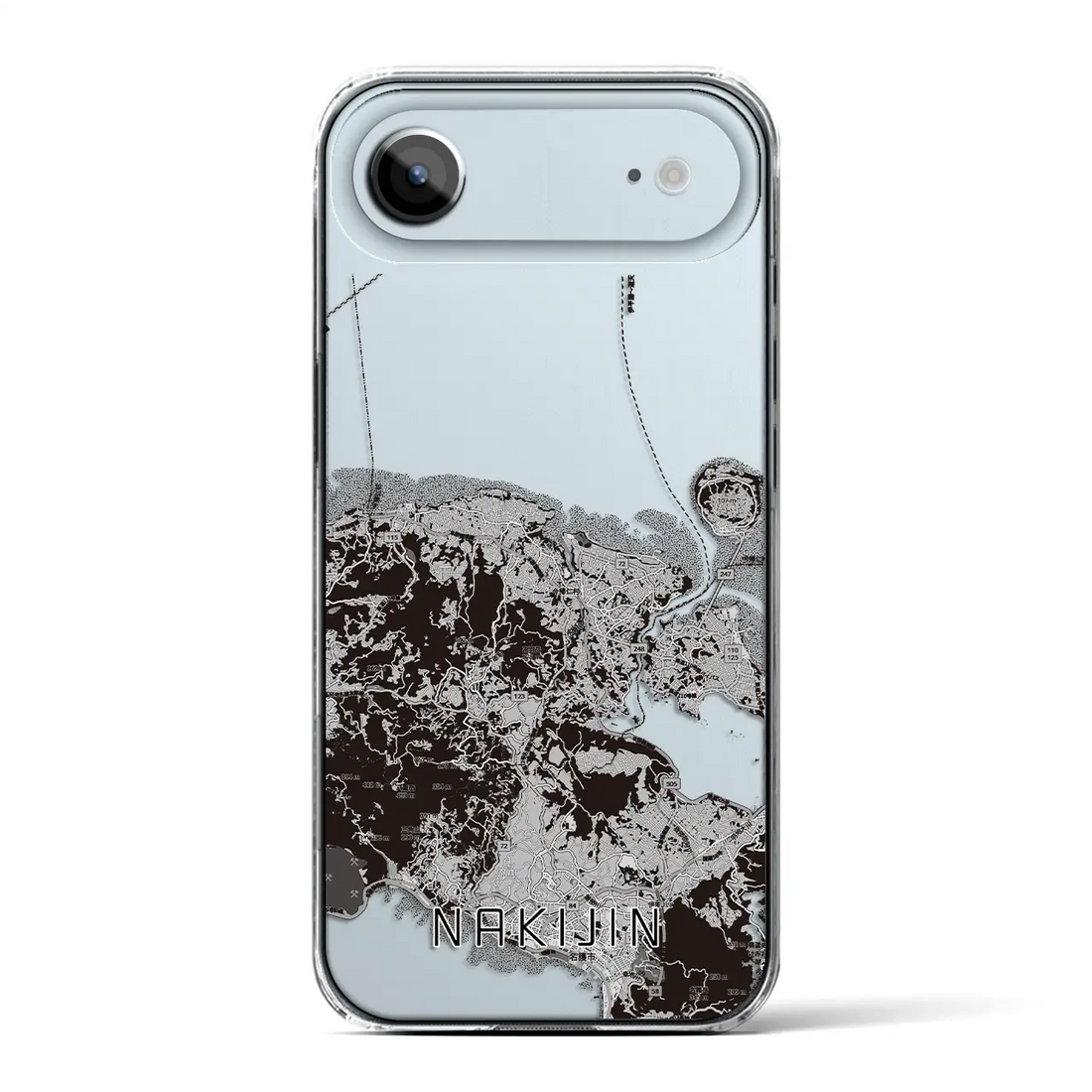 【今帰仁(沖縄県)】地図柄iPhoneケース(クリアタイプ)モノトーン・iPhone 17 Pro Max 用