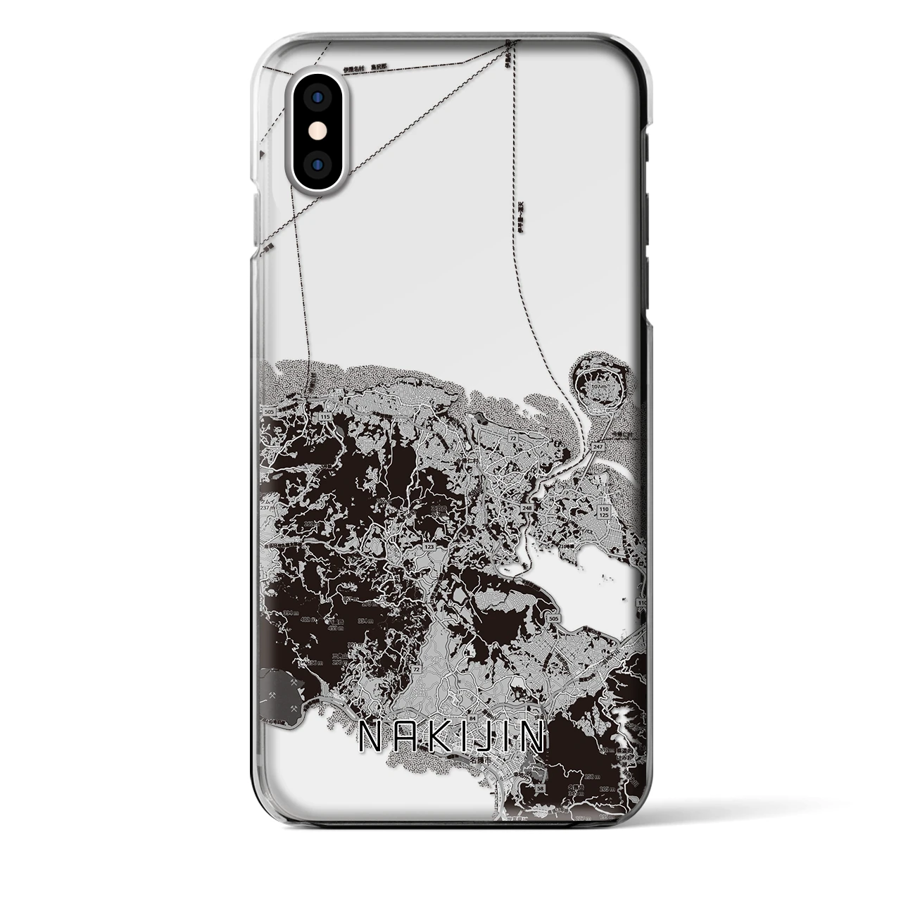 【今帰仁（沖縄県）】地図柄iPhoneケース（クリアタイプ）