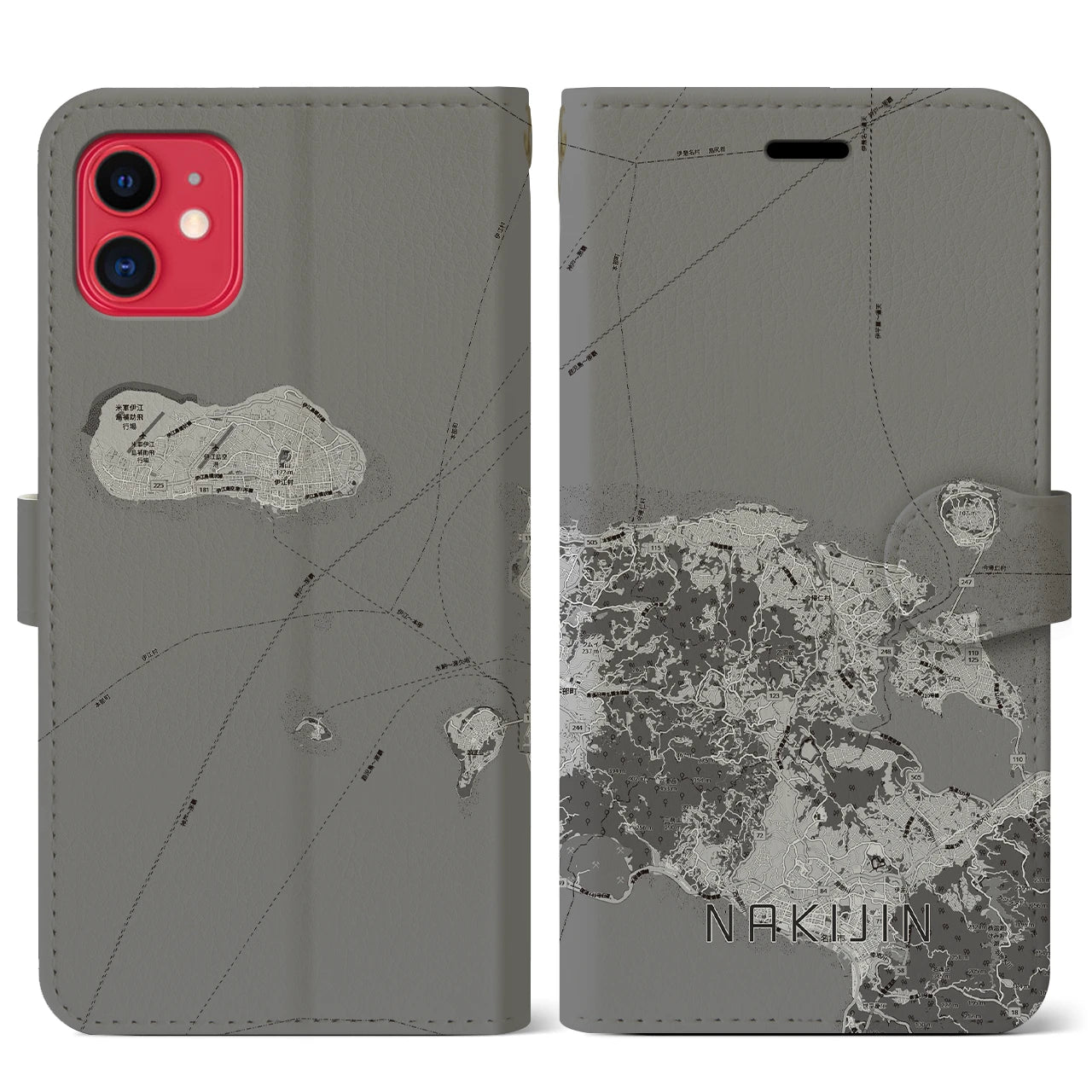 【今帰仁（沖縄県）】地図柄iPhoneケース（手帳タイプ）