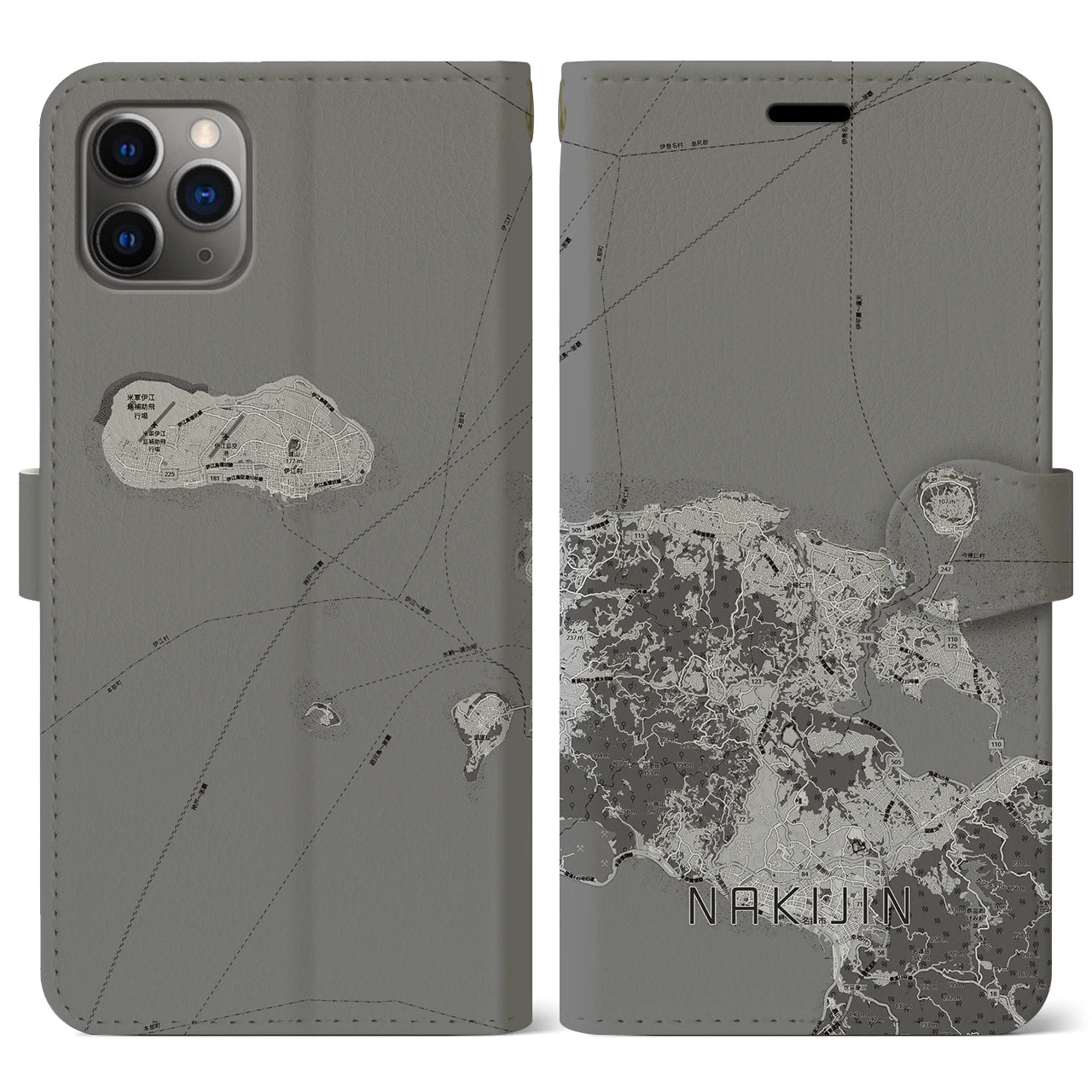 【今帰仁（沖縄県）】地図柄iPhoneケース（手帳タイプ）