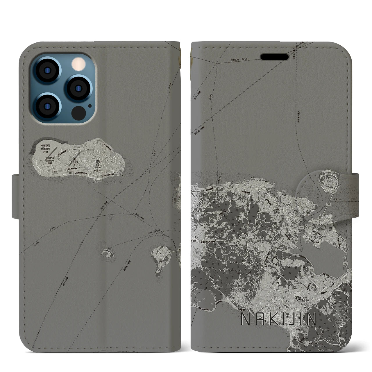 【今帰仁（沖縄県）】地図柄iPhoneケース（手帳タイプ）