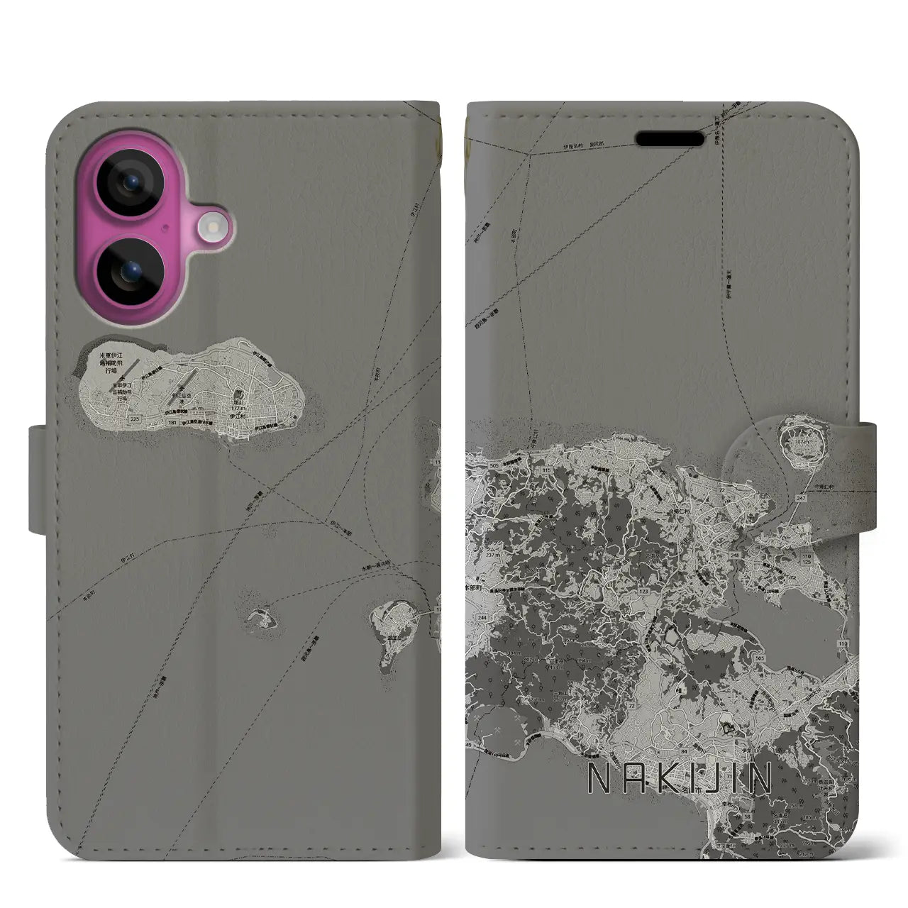 【今帰仁（沖縄県）】地図柄iPhoneケース（手帳タイプ）