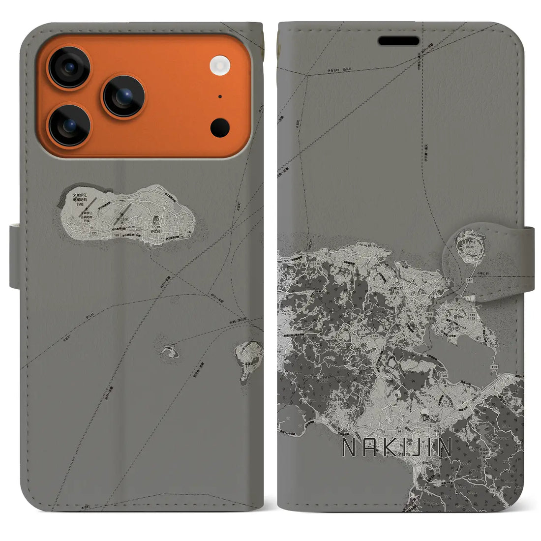 【今帰仁（沖縄県）】地図柄iPhoneケース（手帳タイプ）