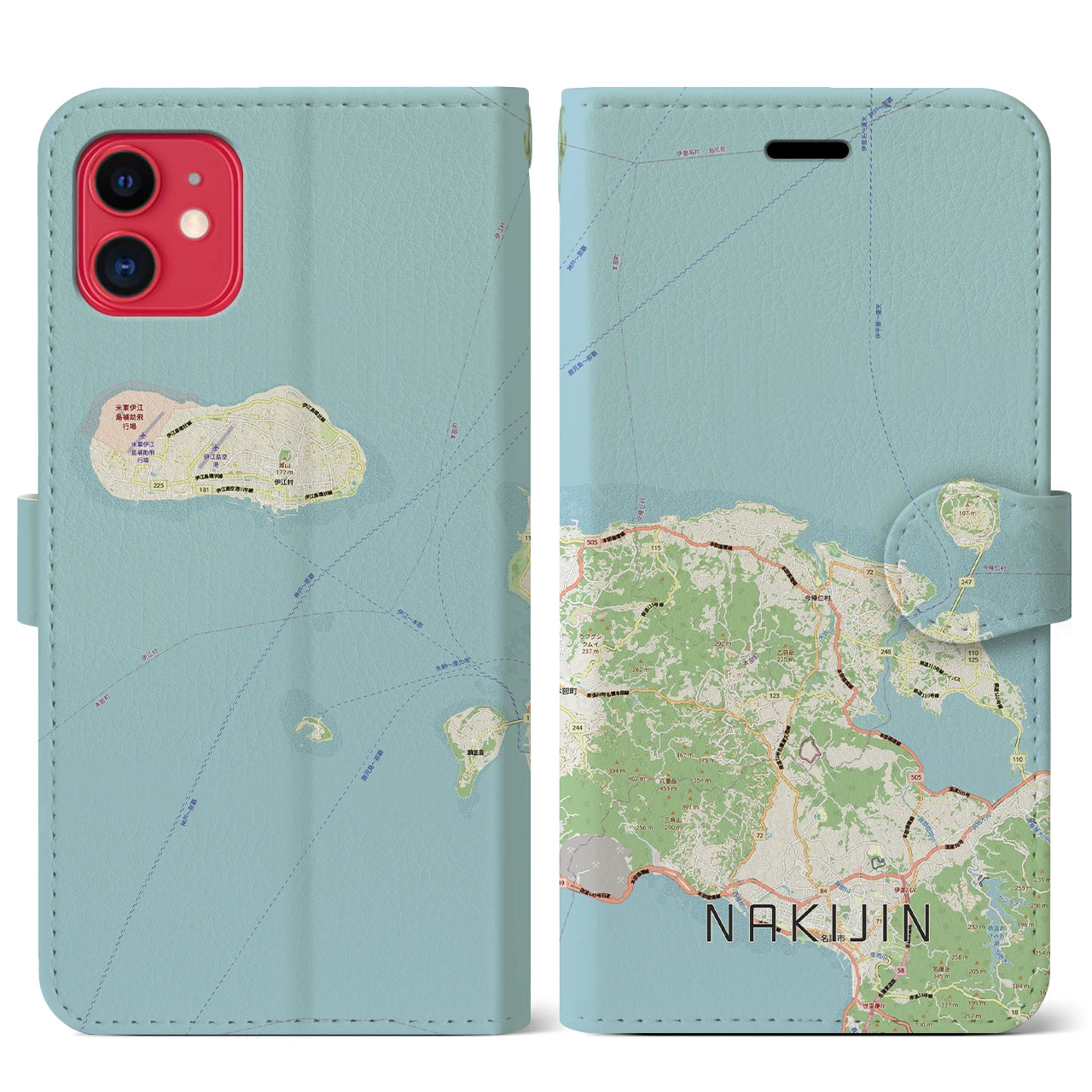 【今帰仁（沖縄県）】地図柄iPhoneケース（手帳タイプ）