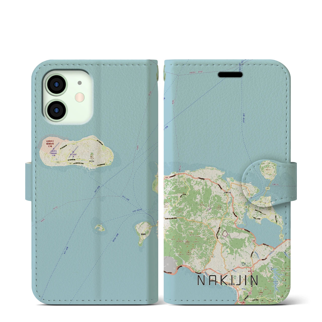 【今帰仁（沖縄県）】地図柄iPhoneケース（手帳タイプ）