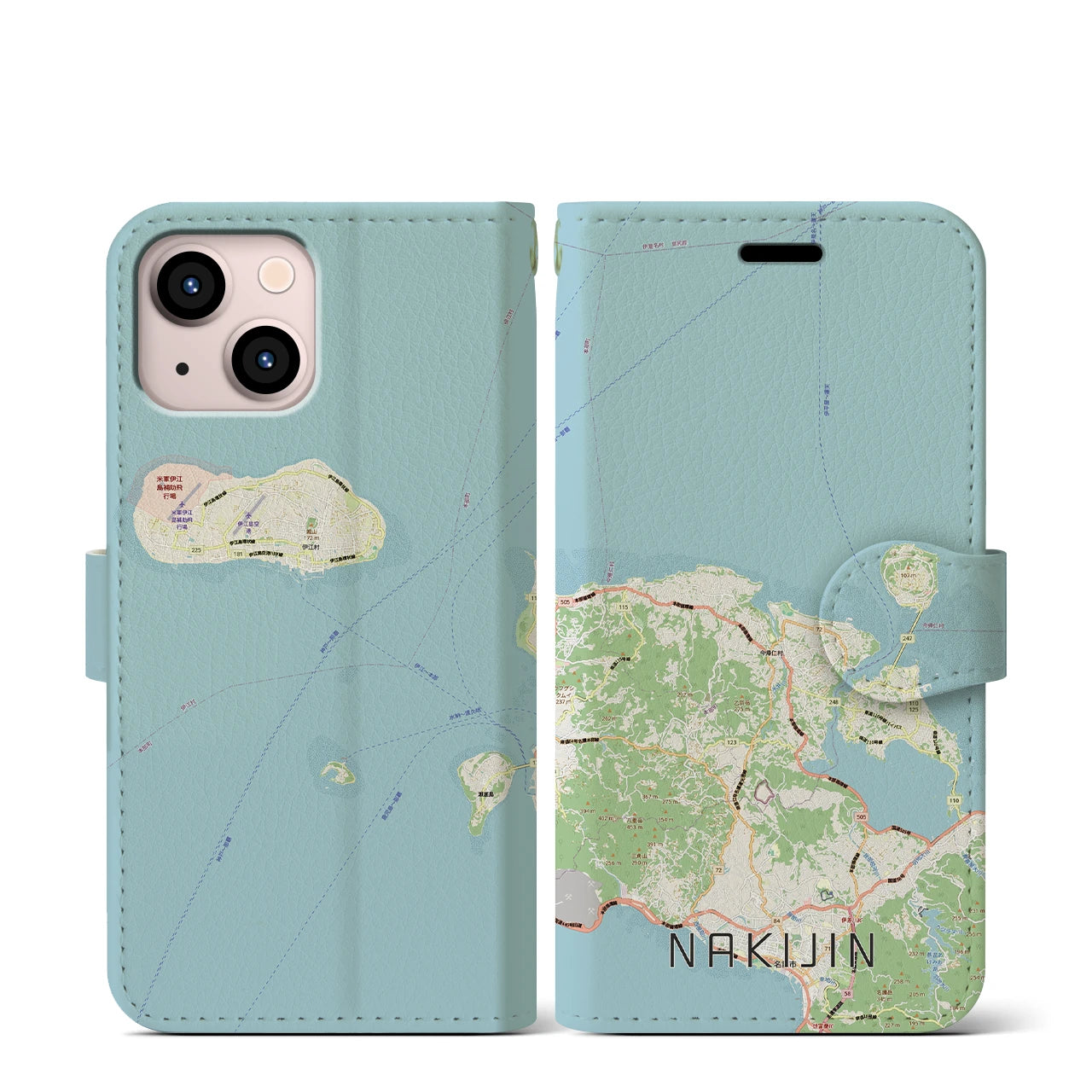 【今帰仁（沖縄県）】地図柄iPhoneケース（手帳タイプ）