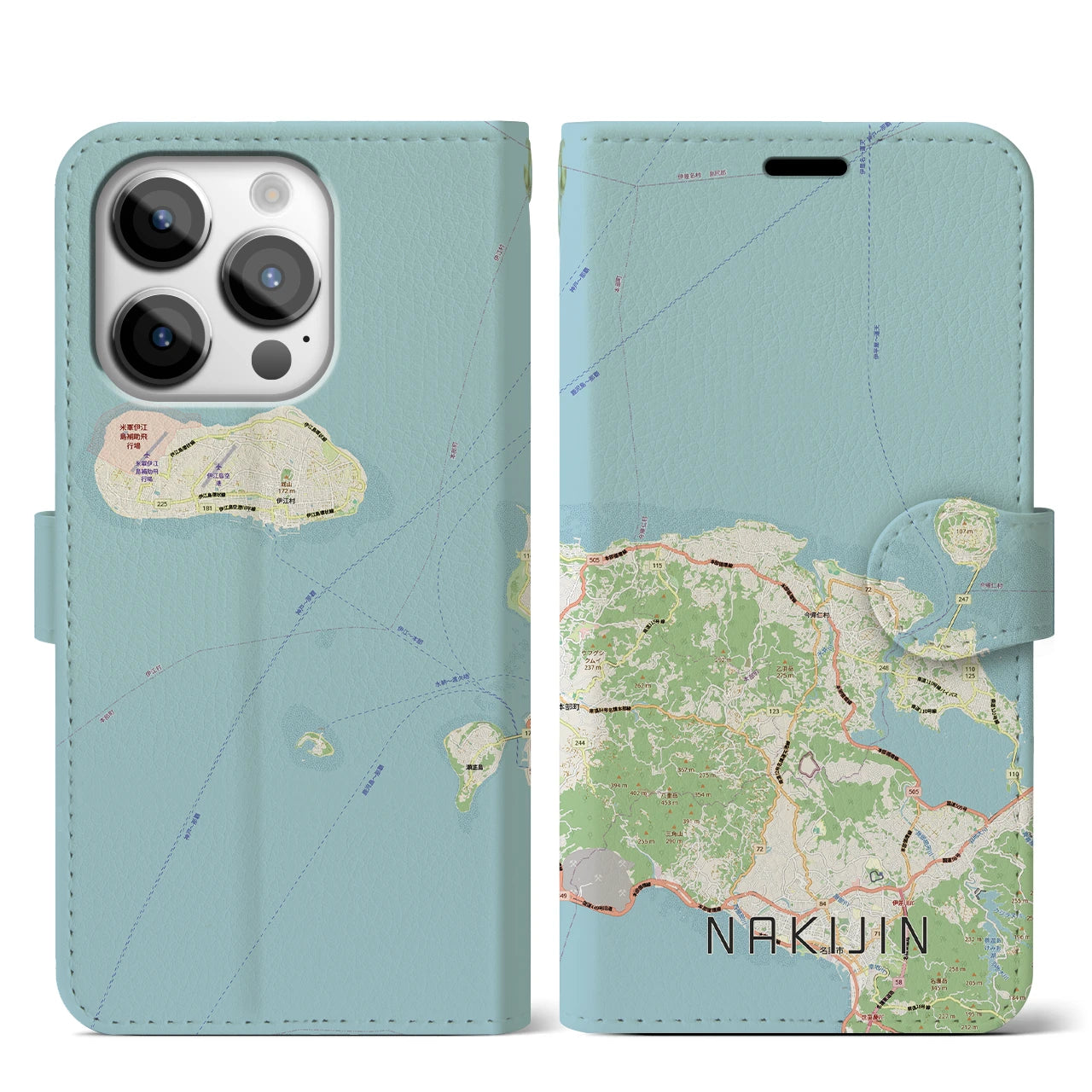 【今帰仁（沖縄県）】地図柄iPhoneケース（手帳タイプ）