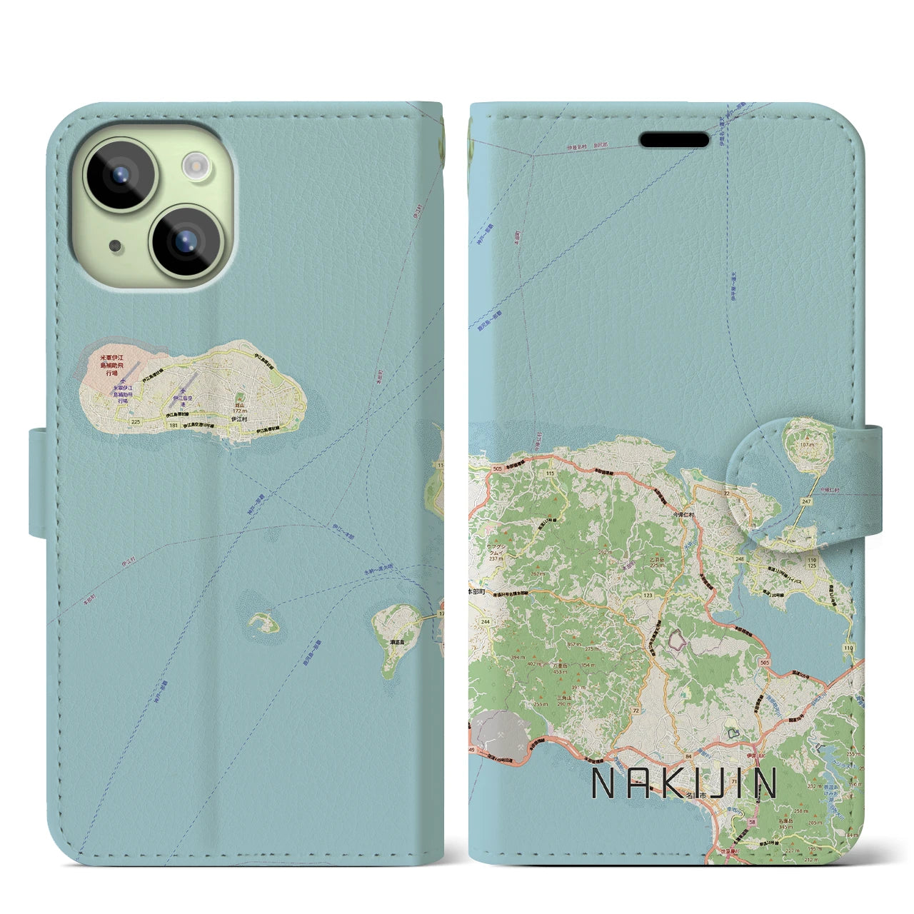 【今帰仁（沖縄県）】地図柄iPhoneケース（手帳タイプ）