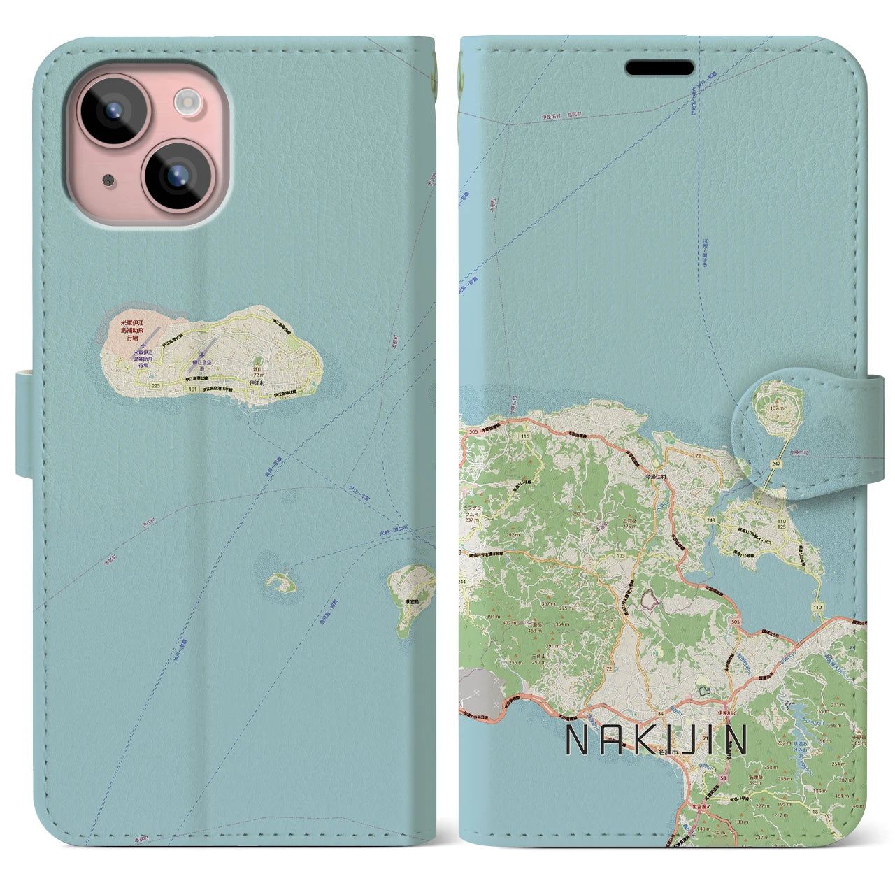 【今帰仁（沖縄県）】地図柄iPhoneケース（手帳タイプ）