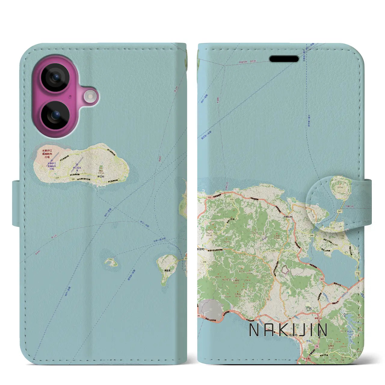 【今帰仁（沖縄県）】地図柄iPhoneケース（手帳タイプ）