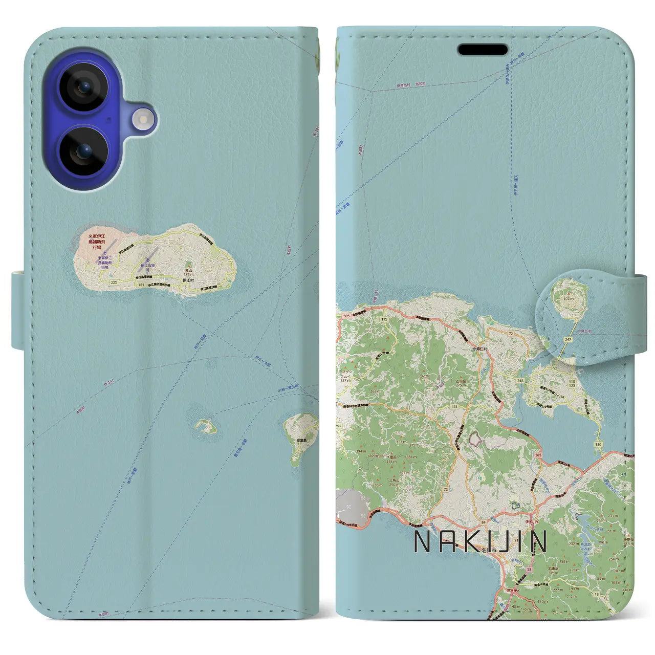 【今帰仁（沖縄県）】地図柄iPhoneケース（手帳タイプ）