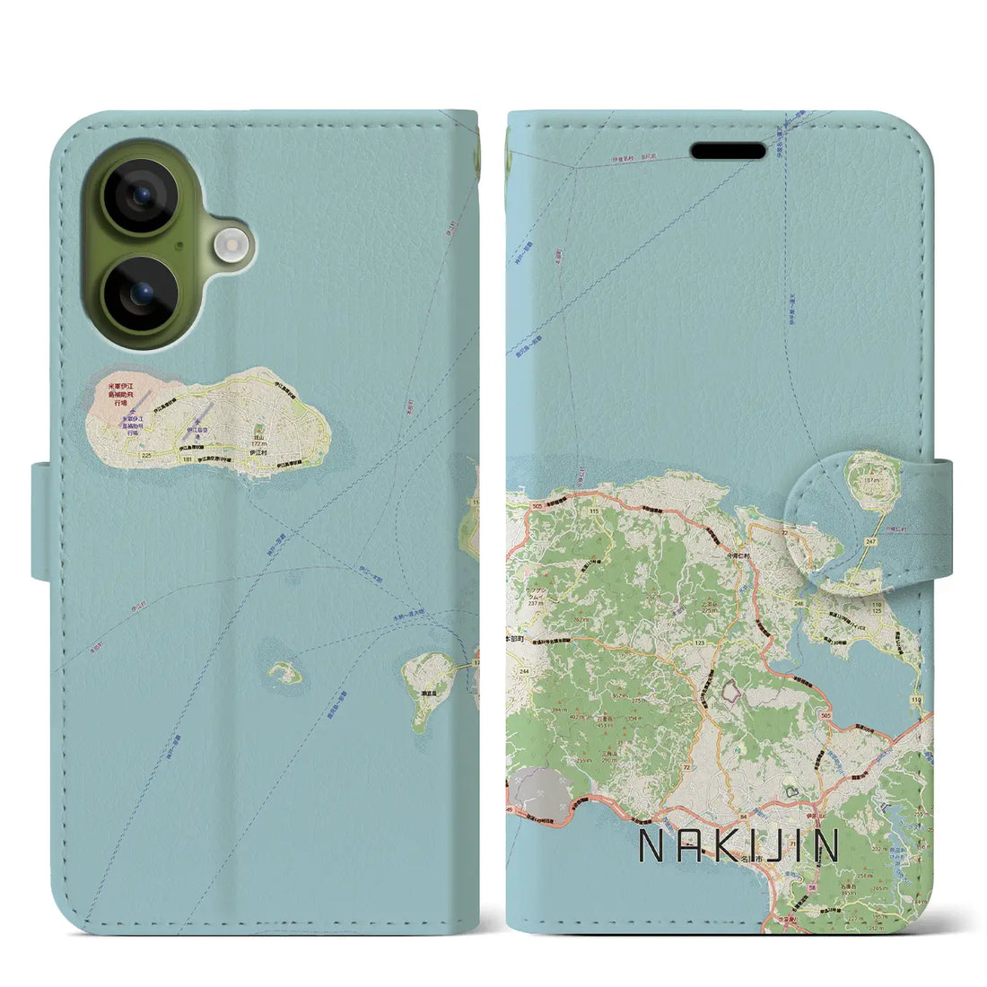 【今帰仁(沖縄県)】地図柄iPhoneケース(手帳タイプ)ナチュラル・iPhone 17 Pro Max 用