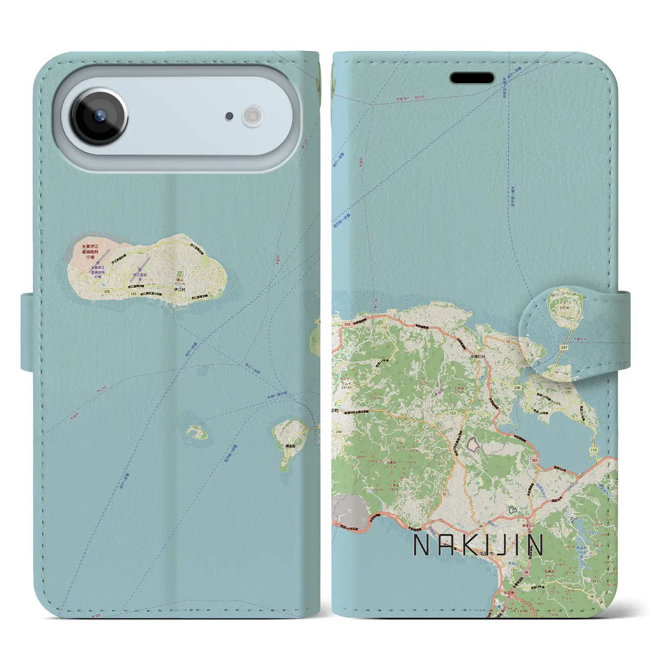 【今帰仁（沖縄県）】地図柄iPhoneケース（手帳タイプ）