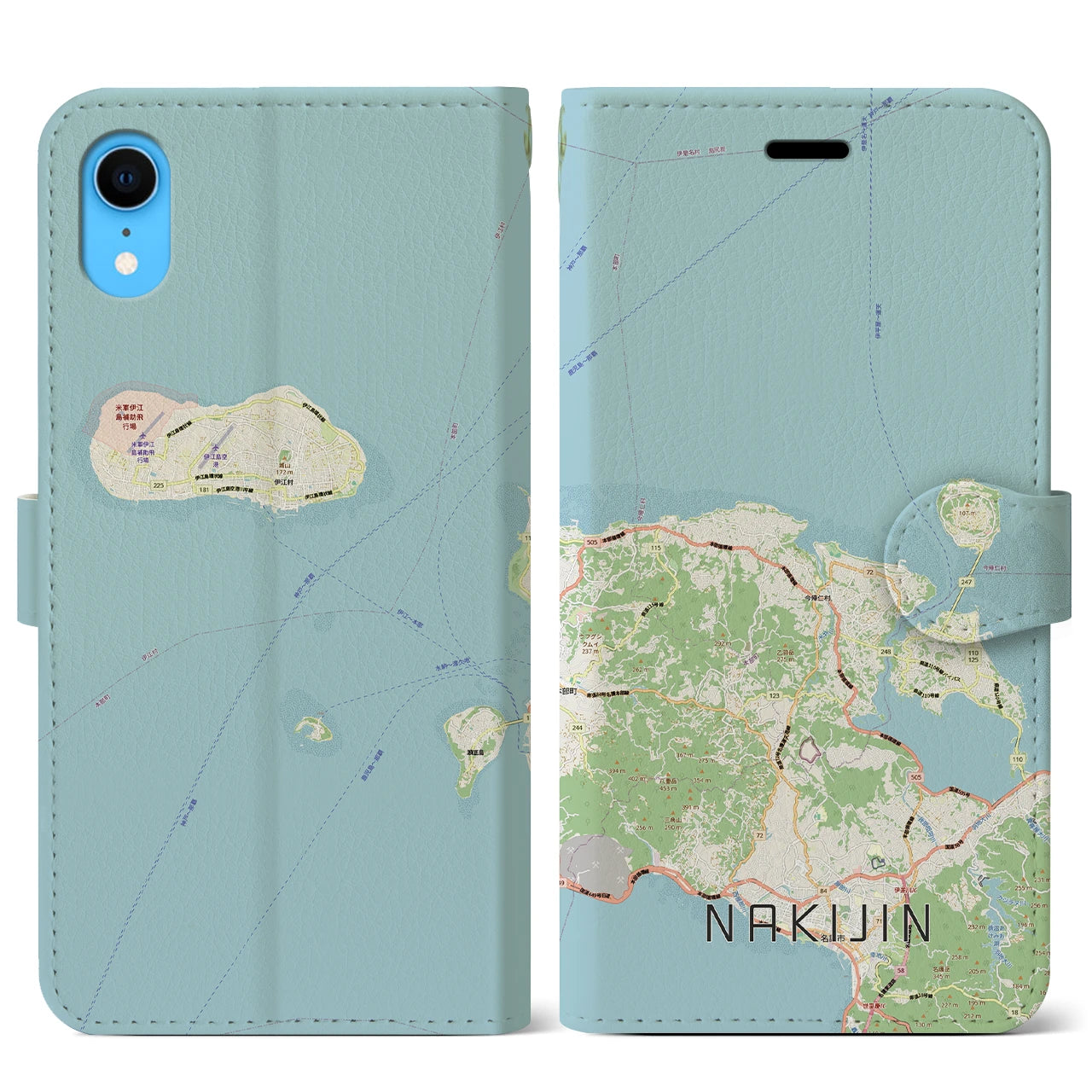 【今帰仁（沖縄県）】地図柄iPhoneケース（手帳タイプ）