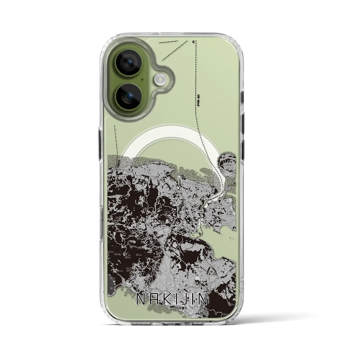 【今帰仁（沖縄県）】地図柄iPhoneケース（MagSafeタイプ）モノトーン・iPhone 17 Pro Max 用