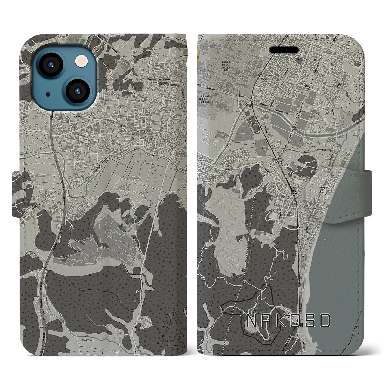 【勿来（福島県）】地図柄iPhoneケース（手帳タイプ）