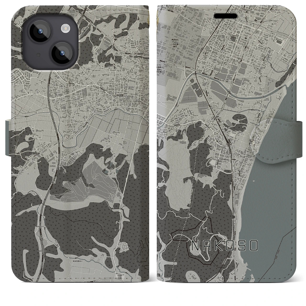 【勿来（福島県）】地図柄iPhoneケース（手帳タイプ）