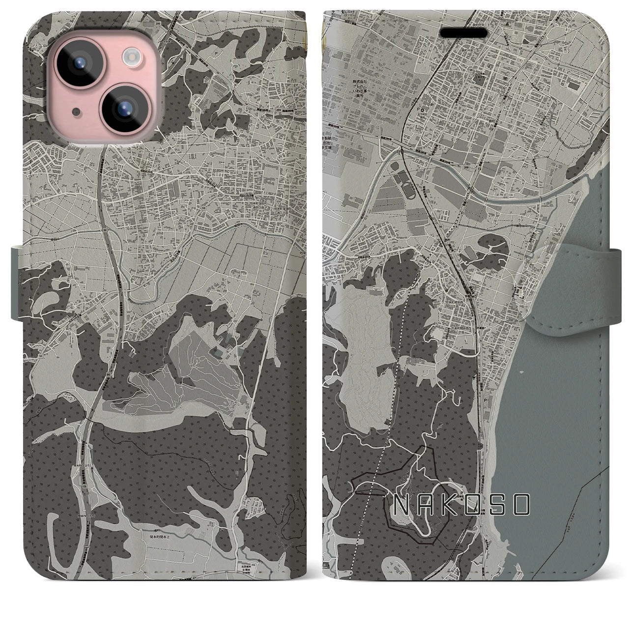 【勿来（福島県）】地図柄iPhoneケース（手帳タイプ）