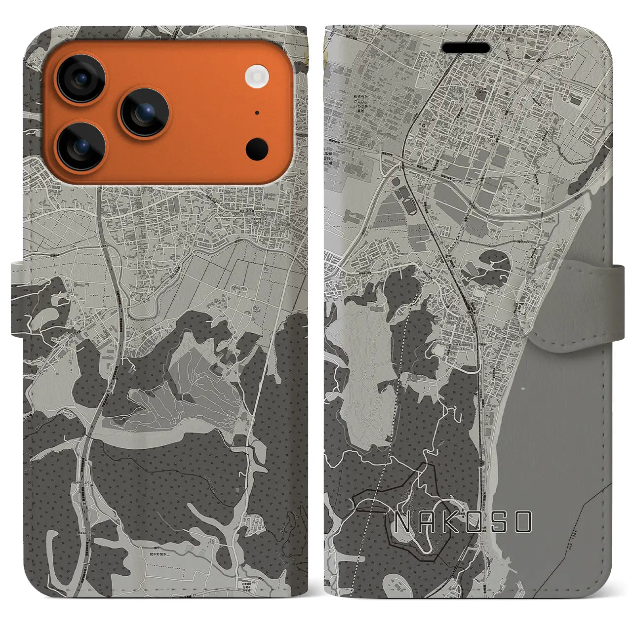 【勿来（福島県）】地図柄iPhoneケース（手帳タイプ）