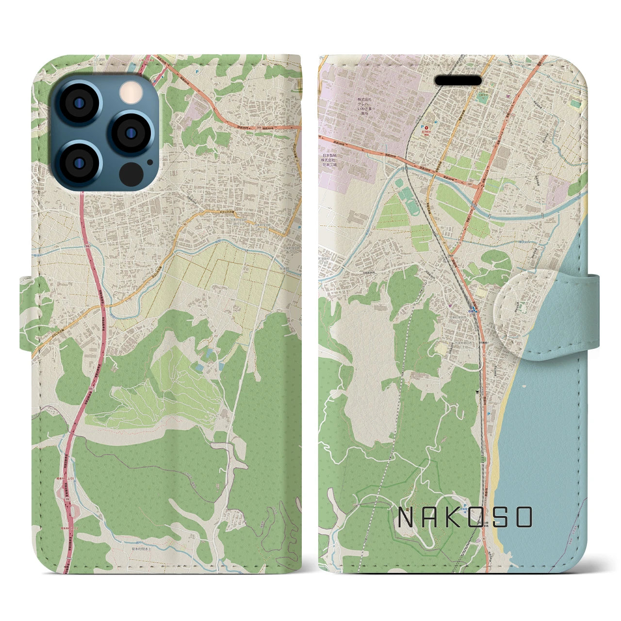 【勿来（福島県）】地図柄iPhoneケース（手帳タイプ）