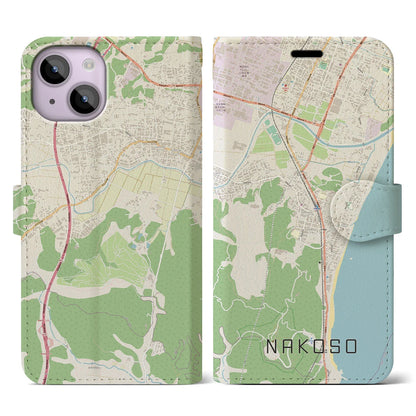 【勿来（福島県）】地図柄iPhoneケース（手帳タイプ）ナチュラル・iPhone 14 用