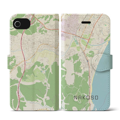 【勿来（福島県）】地図柄iPhoneケース（手帳タイプ）ナチュラル・iPhone SE（第3 / 第2世代） / 8 / 7 / 6s / 6 用