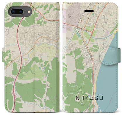 【勿来（福島県）】地図柄iPhoneケース（手帳タイプ）ナチュラル・iPhone 8Plus /7Plus / 6sPlus / 6Plus 用