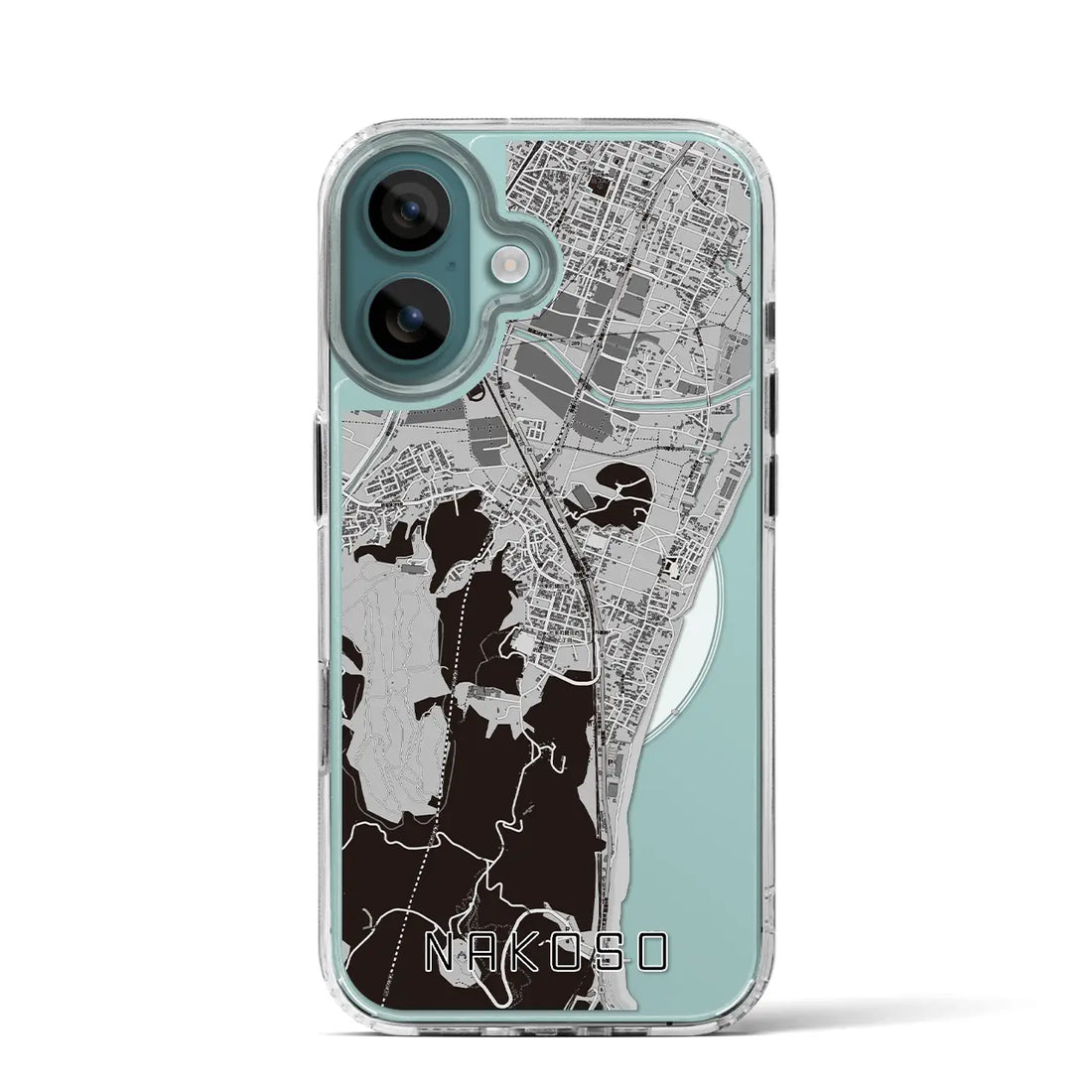 【勿来（福島県）】地図柄iPhoneケース（MagSafeタイプ）モノトーン・iPhone 16 Pro 用