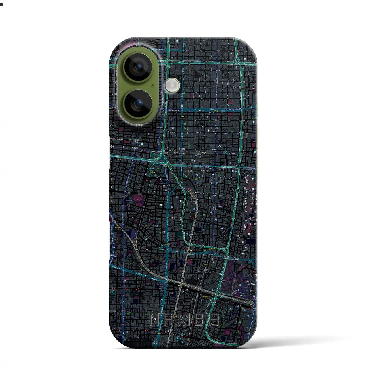 【難波（大阪府）】地図柄iPhoneケース（バックカバータイプ）