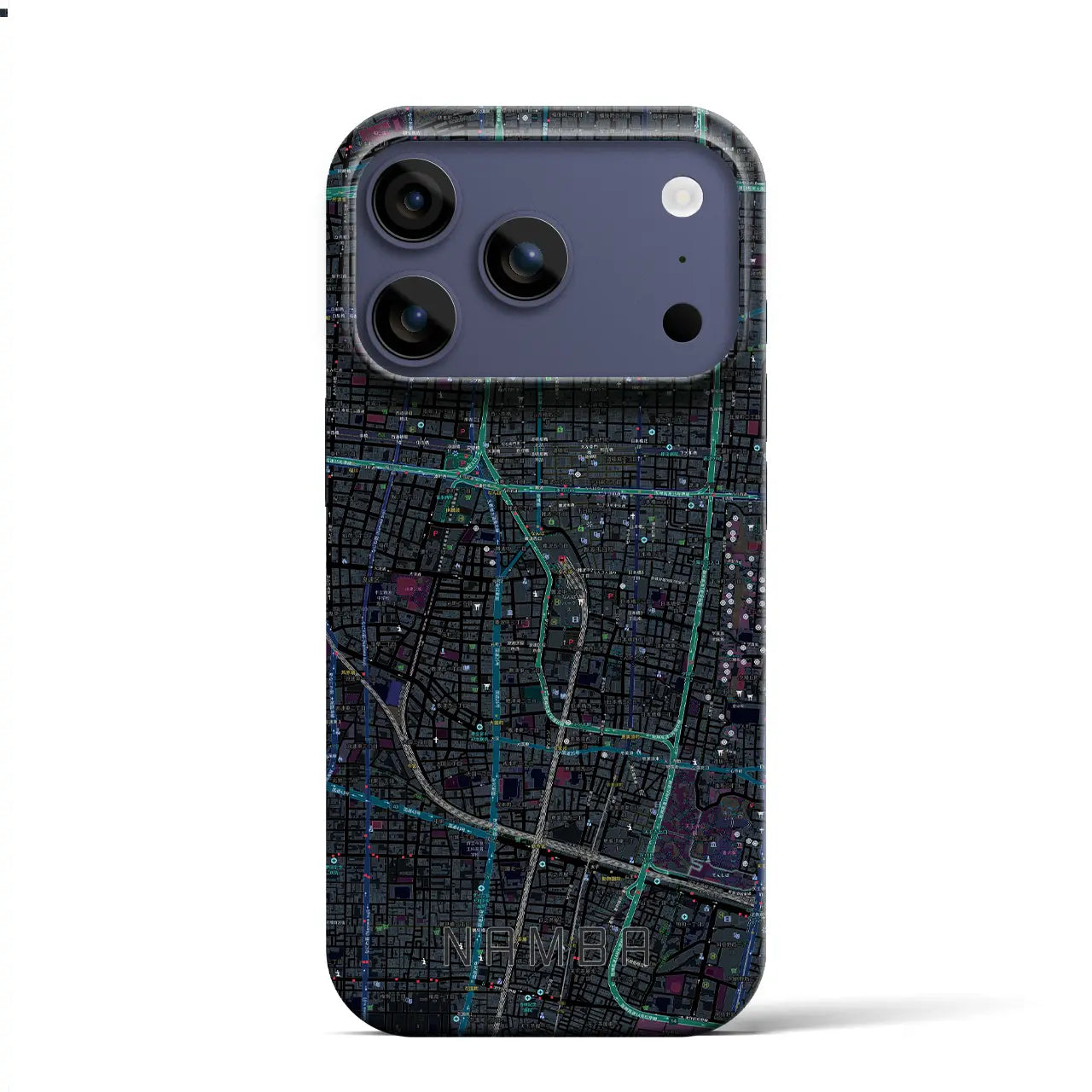 【難波（大阪府）】地図柄iPhoneケース（バックカバータイプ）