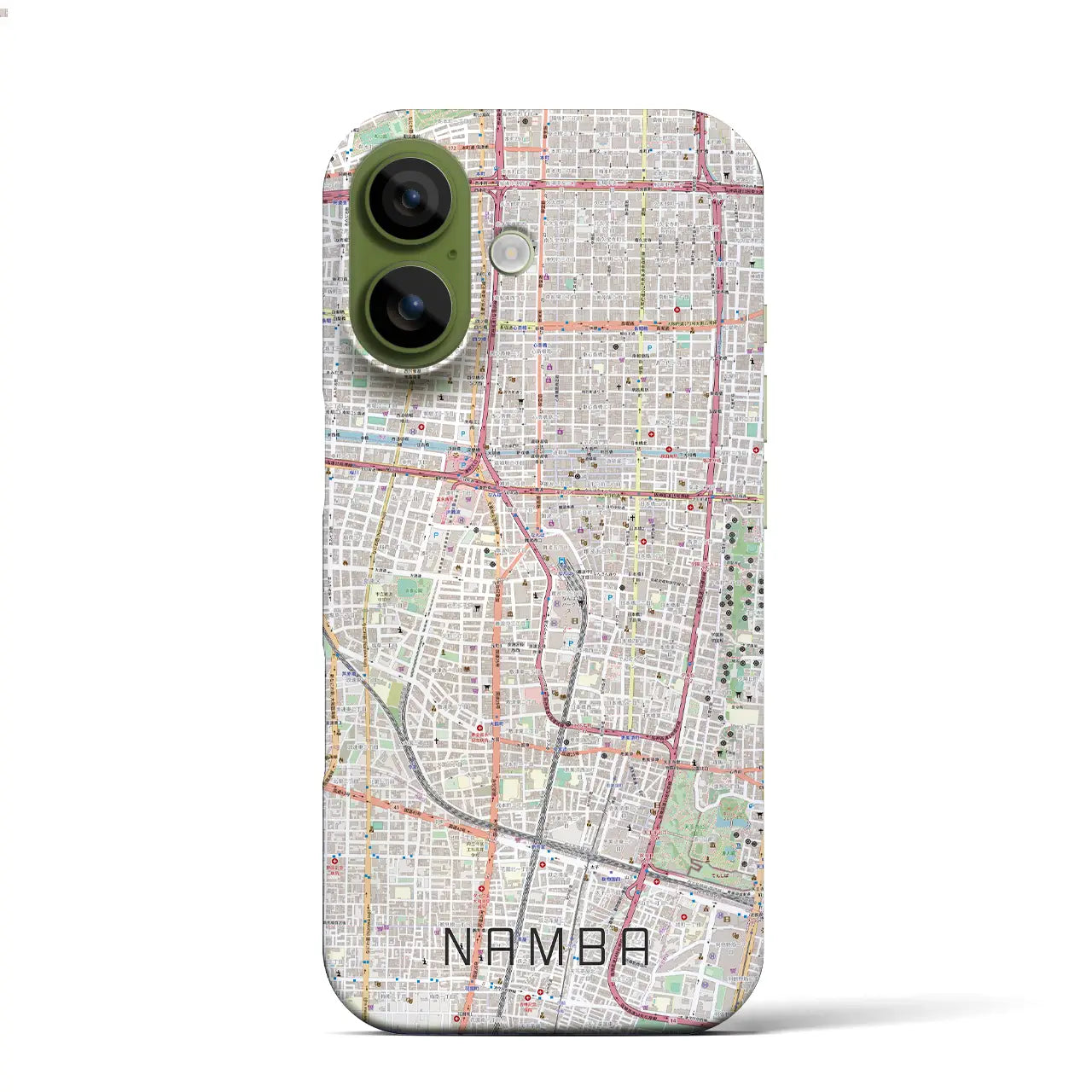 【難波（大阪府）】地図柄iPhoneケース（バックカバータイプ）