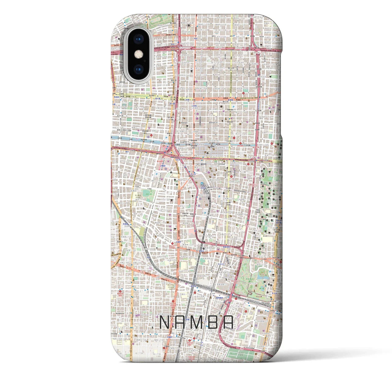 【難波（大阪府）】地図柄iPhoneケース（バックカバータイプ）