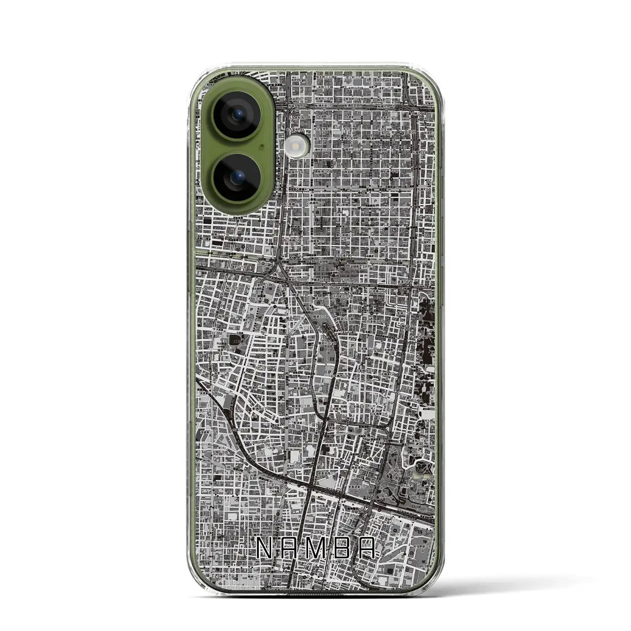 【難波（大阪府）】地図柄iPhoneケース（クリアタイプ）