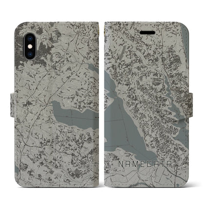 【行方（茨城県）】地図柄iPhoneケース（手帳タイプ）モノトーン・iPhone XS / X 用