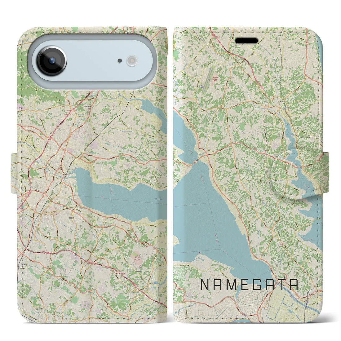 【行方（茨城県）】地図柄iPhoneケース（手帳タイプ）ナチュラル・iPhone 17 Pro Max 用