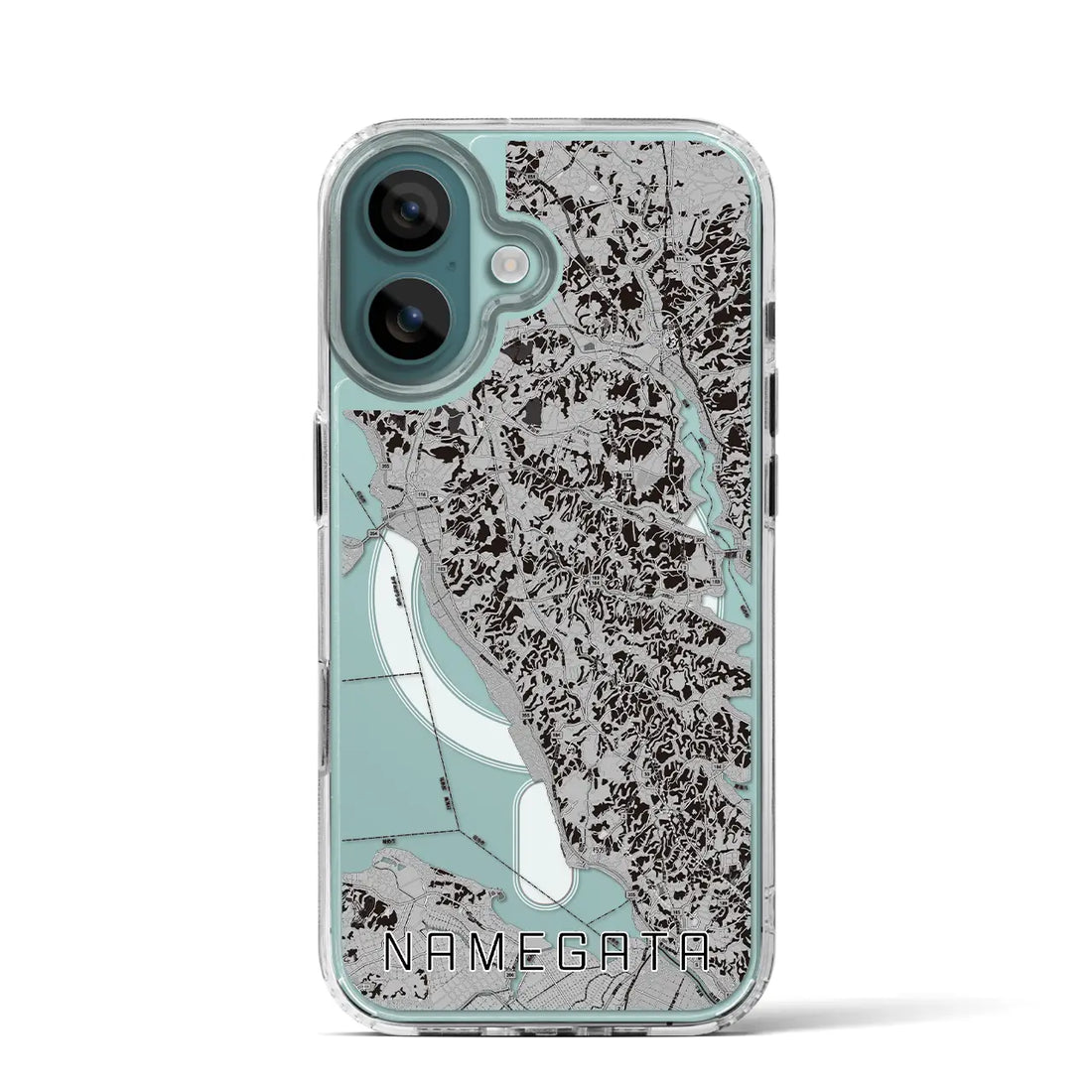 【行方(茨城県)】地図柄iPhoneケース(MagSafeタイプ)モノトーン・iPhone 16 Pro 用