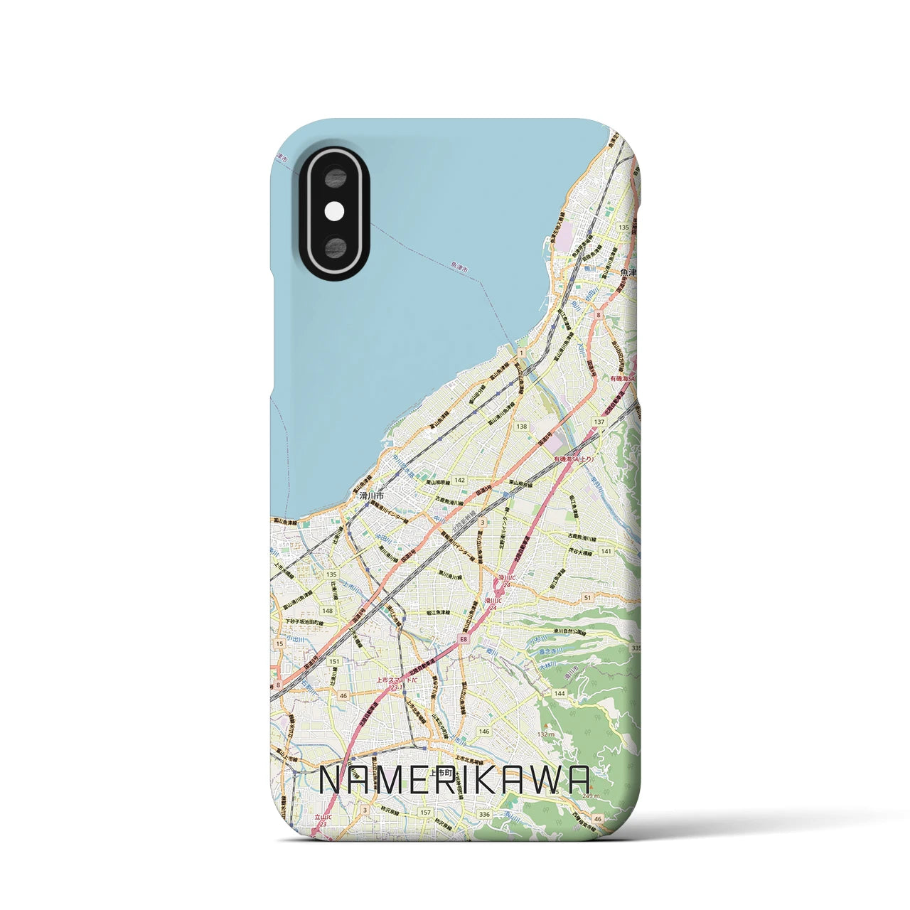 【滑川】地図柄iPhoneケース（バックカバータイプ・ナチュラル）iPhone XS / X 用