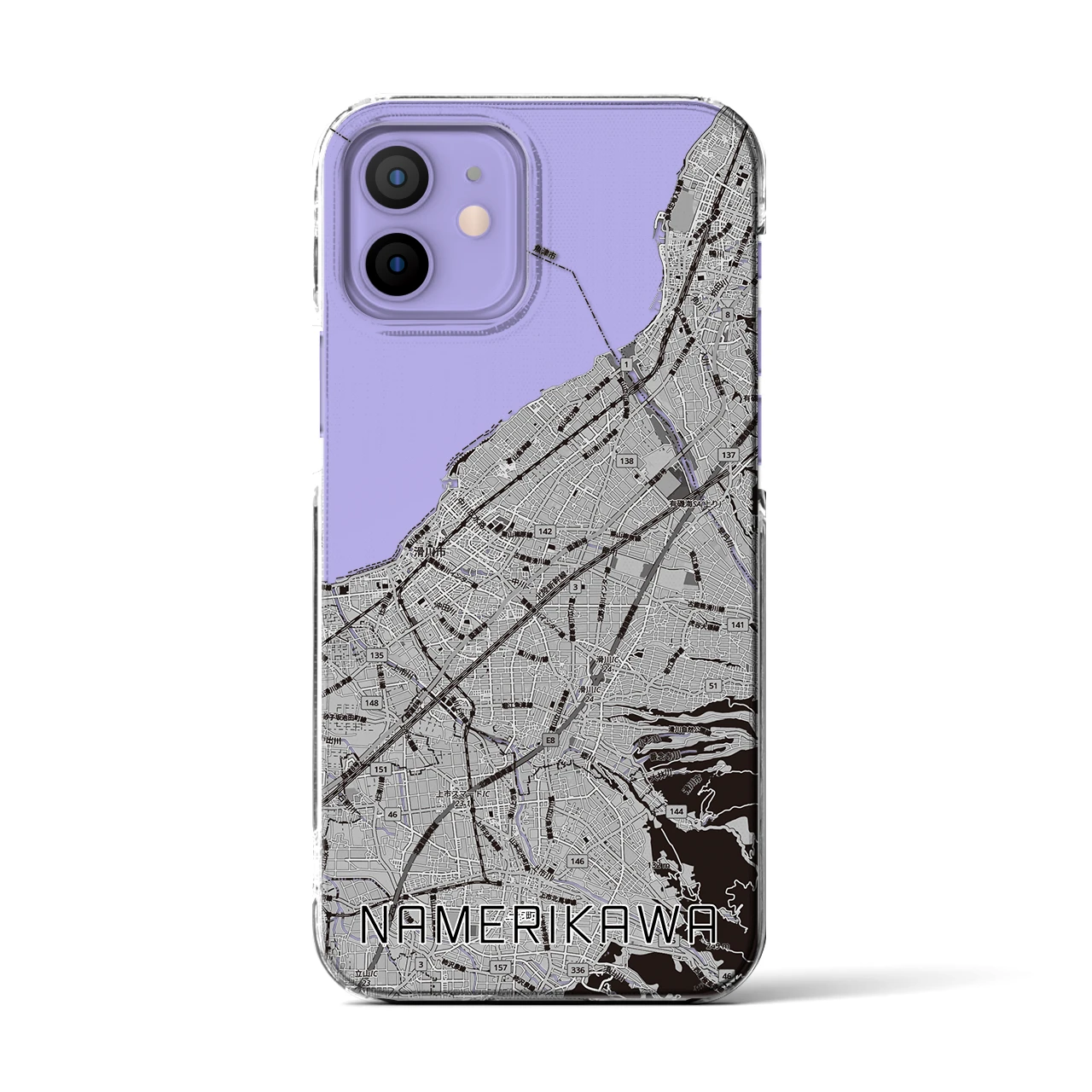 【滑川（富山県）】地図柄iPhoneケース（クリアタイプ）